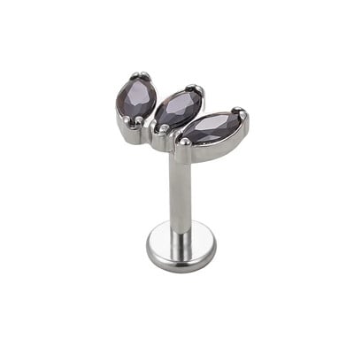 Titánový piercing do ucha G23, 3 zirkónové náušnice s labretovým vzorom, piercing do chrupavky, tragus, špirály, pery, šperky na telo.