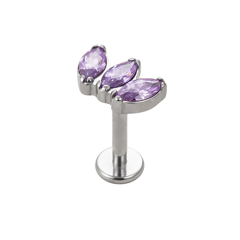 Titánový piercing do ucha G23, 3 zirkónové náušnice s labretovým vzorom, piercing do chrupavky, tragus, špirály, pery, šperky na telo.