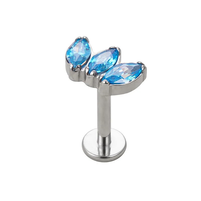 Titánový piercing do ucha G23, 3 zirkónové náušnice s labretovým vzorom, piercing do chrupavky, tragus, špirály, pery, šperky na telo.