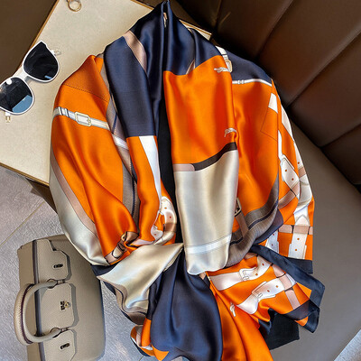 2024 Új luxusmárka selyem sál női állatmintás hangtompító kendők pakolások sálak hidzsáb Bufanda foulard női bandana 180*90 cm