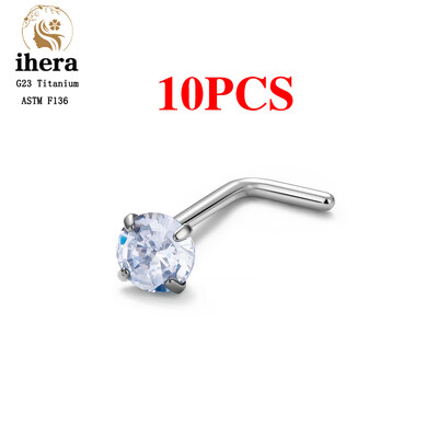 1/10 ks ASTM F136 G23 titánové piercing do nosa 20G v tvare L 2-3 mm zirkónové piercingové krúžky do tela
