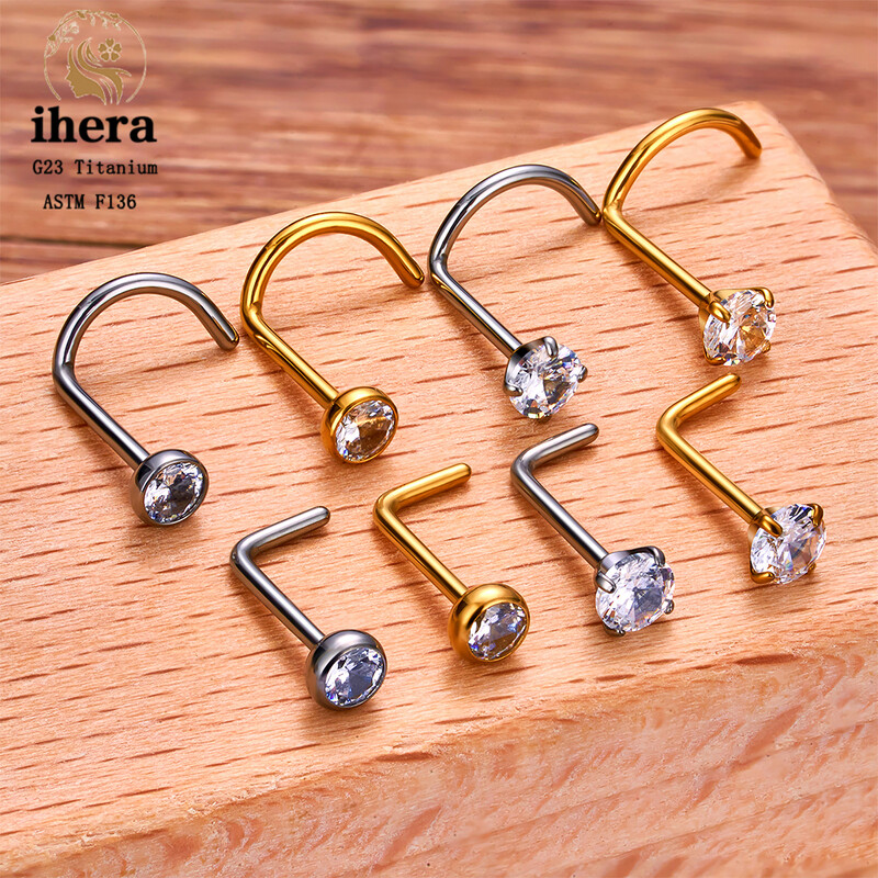 1/10 ks ASTM F136 G23 titánové piercing do nosa 20G v tvare L 2-3 mm zirkónové piercingové krúžky do tela
