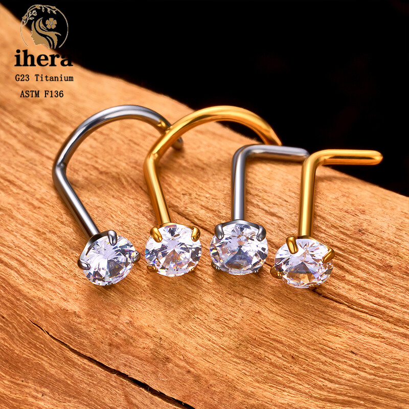 1/10 ks ASTM F136 G23 titánové piercing do nosa 20G v tvare L 2-3 mm zirkónové piercingové krúžky do tela