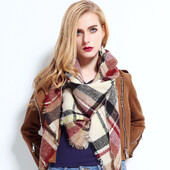 2024. Najnoviji dizajnerski šalovi Ženski luksuzni karirani šalovi Šalovi Brand Pleteni Bufandas od kašmira Invierno Mujer Fashion Bandana Wrap