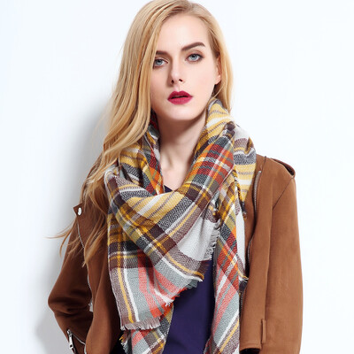 2024. Najnoviji dizajnerski šalovi Ženski luksuzni karirani šalovi Šalovi Brand Pleteni Bufandas od kašmira Invierno Mujer Fashion Bandana Wrap