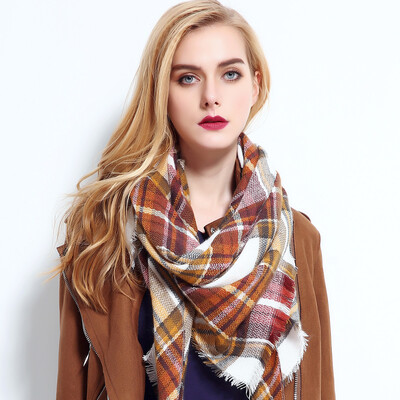 2024. Najnoviji dizajnerski šalovi Ženski luksuzni karirani šalovi Šalovi Brand Pleteni Bufandas od kašmira Invierno Mujer Fashion Bandana Wrap