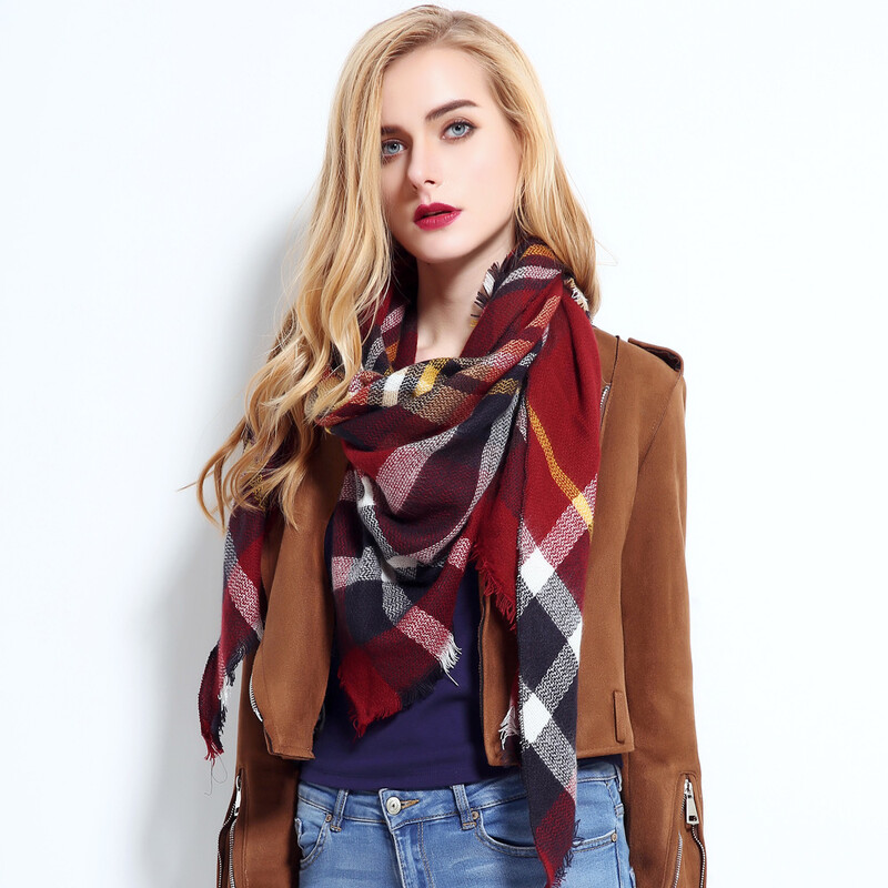 2024. Najnoviji dizajnerski šalovi Ženski luksuzni karirani šalovi Šalovi Brand Pleteni Bufandas od kašmira Invierno Mujer Fashion Bandana Wrap