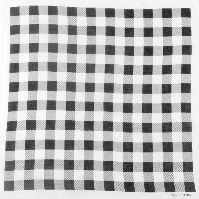 FOXMOTHER Nova traka za kosu Marama za zapešće Četvrtasti šalovi Print rupčić Crno-bijela karirana karirana bandana Pokrivala za glavu Muška Ženska