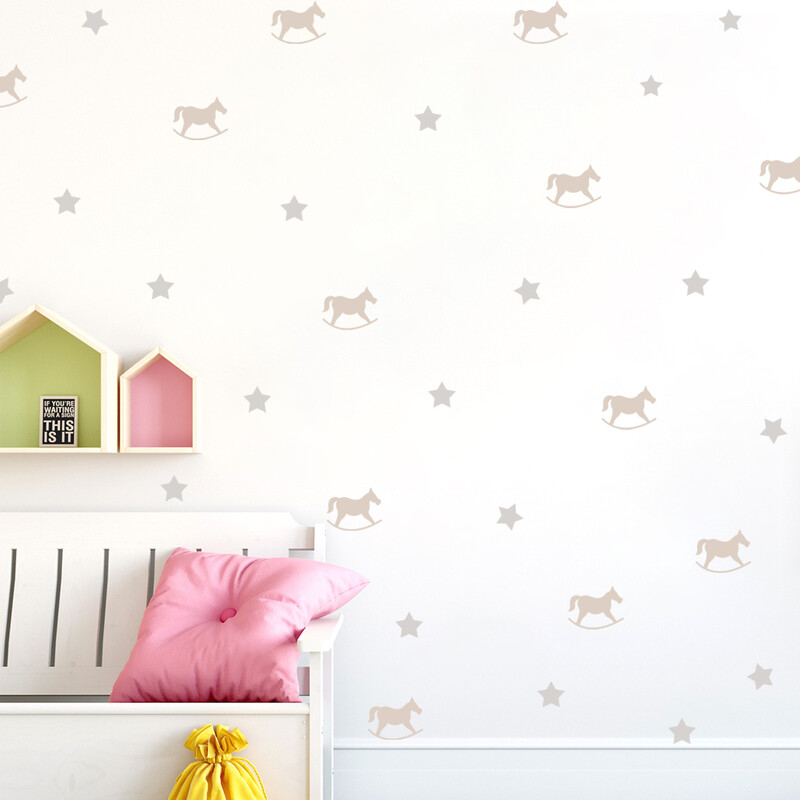Boho Cartoon Wooden Horse Csillagok Fali matricák Medve Szarvas Falmatricák gyerekszoba baba óvoda szoba hálószoba falfestmények lakberendezés