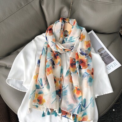 36 σχέδια Floral print Voile Φούντα σάλι βισκόζης Κασκόλ Μαλακό λεπτό περιτύλιγμα Pashmina Headband Bufandas Muslim Hijab Sjaal 180*90cm