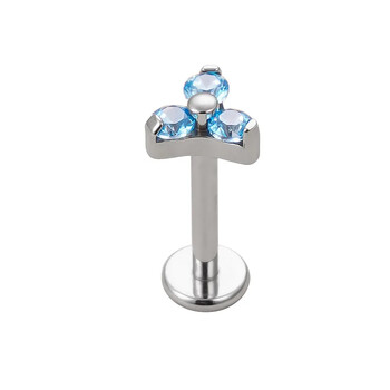 ASTM F136 Titanium CZ Stone Triangle Labret Stud Helix Σκουλαρίκια χόνδρου αυτιού PIERC καρφιά αυτιών Lip Ring Bar Body Piercing Κοσμήματα