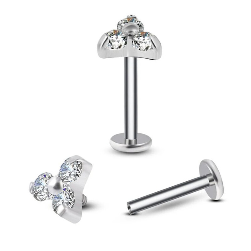 ASTM F136 titan CZ triunghi de piatră Labret Stud Helix Urechi Cartilage Cercei PIERC urechi Studs Lip Ring Bar Body Piercing Bijuterii