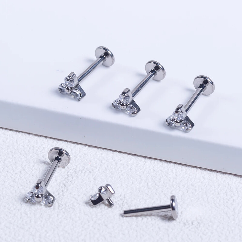 ASTM F136 titan CZ triunghi de piatră Labret Stud Helix Urechi Cartilage Cercei PIERC urechi Studs Lip Ring Bar Body Piercing Bijuterii