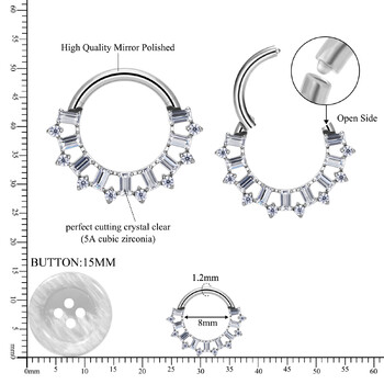 Νέο G23 Titanium Ear Helix Piercing CZ Σκουλαρίκι με σταγονίδια νερού βεντάλια σκουλαρίκι Χόνδρος κόγχη Tragus Piercing Septum Nose Ring κοσμήματα