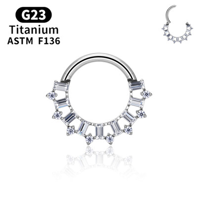 Novi G23 titanium Helix piercing za uho CZ Kapljice vode naušnica u obliku lepeze Naušnica Hrskavica Conch Piercing Tragus Pregrada Nosni prsten Nakit