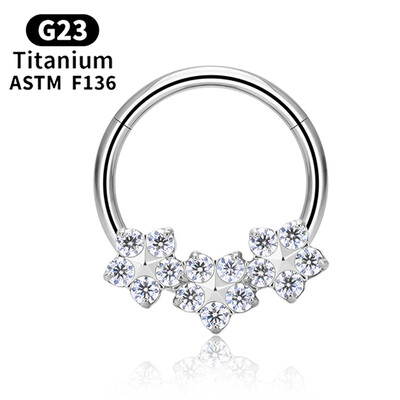 Novi G23 titanium Helix piercing za uho CZ Kapljice vode naušnica u obliku lepeze Naušnica Hrskavica Conch Piercing Tragus Pregrada Nosni prsten Nakit