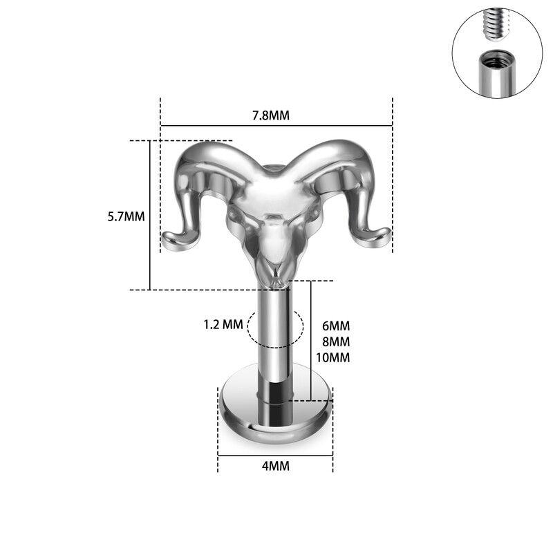 G23 Titanium Labret Lip Nazal Nail Stud cercei pentru femei ASTM F136 Piercing Body Jewelr 16G Cercei Tragus Cartilage