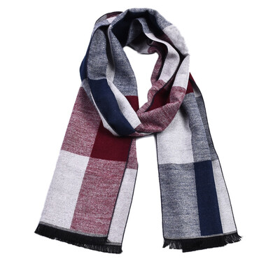 Európai és amerikai kockás kasmírszerű férfi sál bojt vastagított meleg fonallal festett téli sál férfi külkereskedelmi nagykereskedés