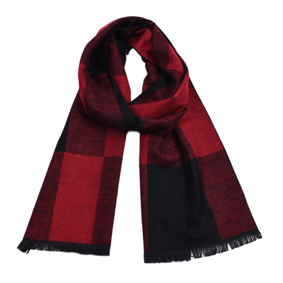 Európai és amerikai kockás kasmírszerű férfi sál bojt vastagított meleg fonallal festett téli sál férfi külkereskedelmi nagykereskedés