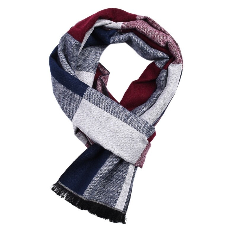 Európai és amerikai kockás kasmírszerű férfi sál bojt vastagított meleg fonallal festett téli sál férfi külkereskedelmi nagykereskedés