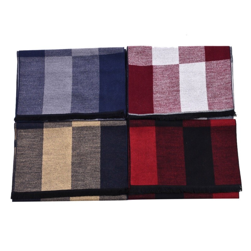 Európai és amerikai kockás kasmírszerű férfi sál bojt vastagított meleg fonallal festett téli sál férfi külkereskedelmi nagykereskedés