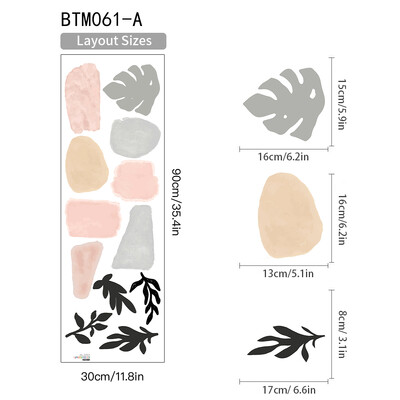 Autocolante de perete Boho Terrazzo Model geometric neregulat Plante cu frunze Abstracte Moderne Decalcomanii de perete pentru living dormitor Decor