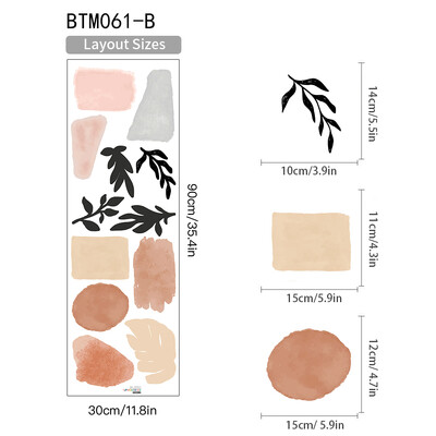 Autocolante de perete Boho Terrazzo Model geometric neregulat Plante cu frunze Abstracte Moderne Decalcomanii de perete pentru living dormitor Decor