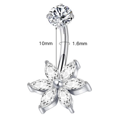 1 db titán cirkon pillangó virág köldök piercing hasgomb gyűrű belső menetes has piercing szexi testékszer 14G