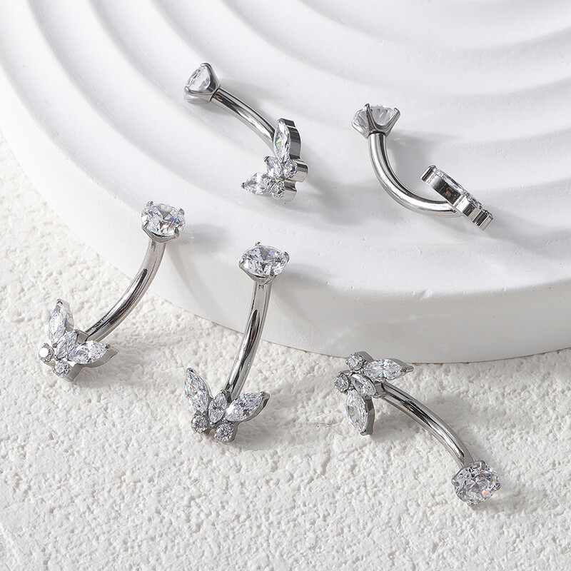 1 db titán cirkon pillangó virág köldök piercing hasgomb gyűrű belső menetes has piercing szexi testékszer 14G