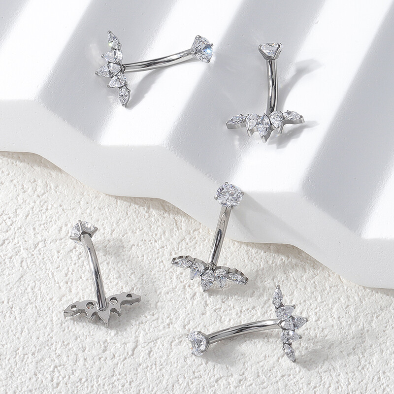 1 db titán cirkon pillangó virág köldök piercing hasgomb gyűrű belső menetes has piercing szexi testékszer 14G