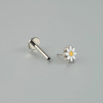 Dreamlee PC G23 Titanium Flower Threadless Labret Lip Rings Зелен циркон Ушен хрущял Tragus Helix Обеца Lobe Piercing Jew