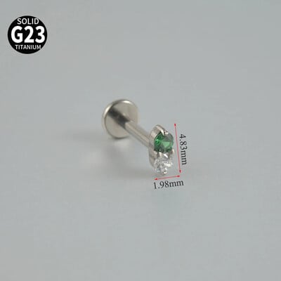 Piercing do chrupavky tragus helixu do ucha s titánovým kvetom Dreamlee PC G23, bezšvíkové labretové krúžky na pery so zeleným zirkónom