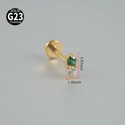 Piercing do chrupavky tragus helixu do ucha s titánovým kvetom Dreamlee PC G23, bezšvíkové labretové krúžky na pery so zeleným zirkónom