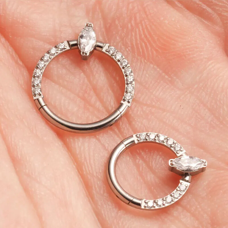 Titánové krúžky do nosa ASTM F136, piercing do septa 16G, náušnica Marquise, piercing Helix Daith, punkové implantátové titánové šperky