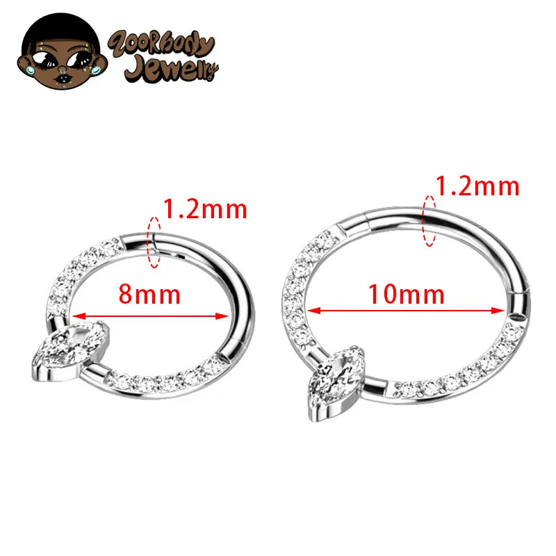 Titánové krúžky do nosa ASTM F136, piercing do septa 16G, náušnica Marquise, piercing Helix Daith, punkové implantátové titánové šperky