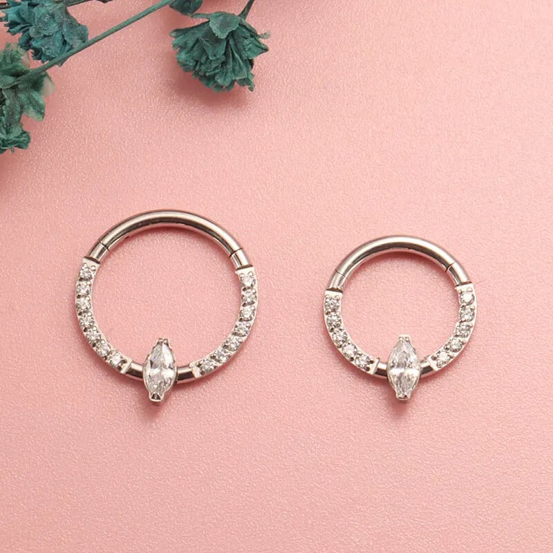 Titánové krúžky do nosa ASTM F136, piercing do septa 16G, náušnica Marquise, piercing Helix Daith, punkové implantátové titánové šperky