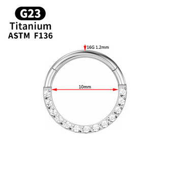 G23 Titanium Pierced Nose Ring Body Jewelry CZ Hoop σκουλαρίκια για γυναίκες