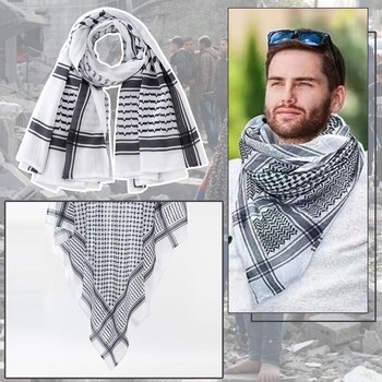 Arab Men Hijab Classic Palestine Μαύρο Λευκό Keffiyeh Square Print Κασκόλ Shemagh Κασκόλ Ισλάμ Σαουδική Αραβία Κασκόλ στον λαιμό στο κεφάλι