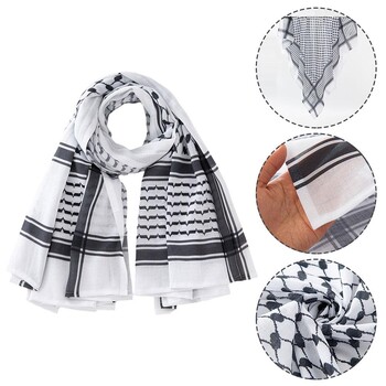 Arab Men Hijab Classic Palestine Μαύρο Λευκό Keffiyeh Square Print Κασκόλ Shemagh Κασκόλ Ισλάμ Σαουδική Αραβία Κασκόλ στον λαιμό στο κεφάλι