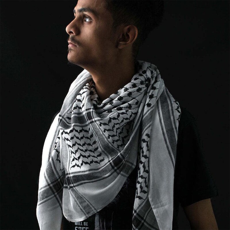 Bărbați arabi Hijab Clasic Palestina Negru Alb Keffiyeh Eșarfă pătrată cu imprimeu Shemagh Batic Islam Arabia Saudită Esarfe pentru gât