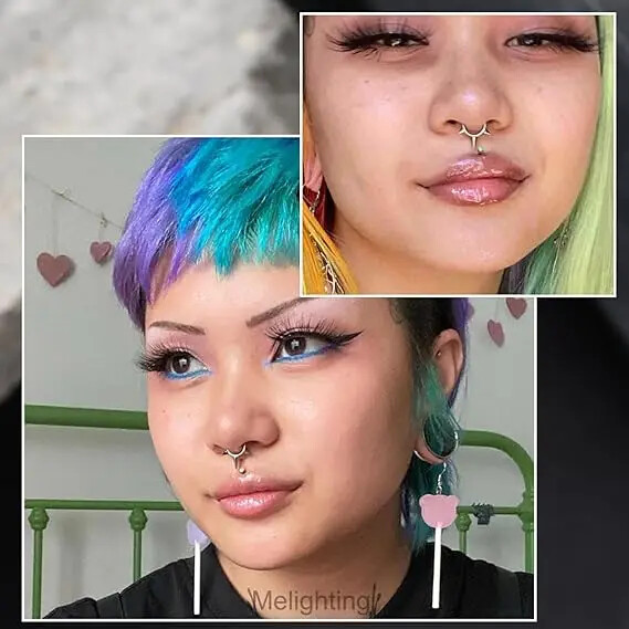 Piercing do nosa G23 z titánu, eloxovaný, gotický, 16G, špicatý kužeľový prsteň, chrupavka, tragus, daith, helix, kliker, septum, punk, telové šperky.