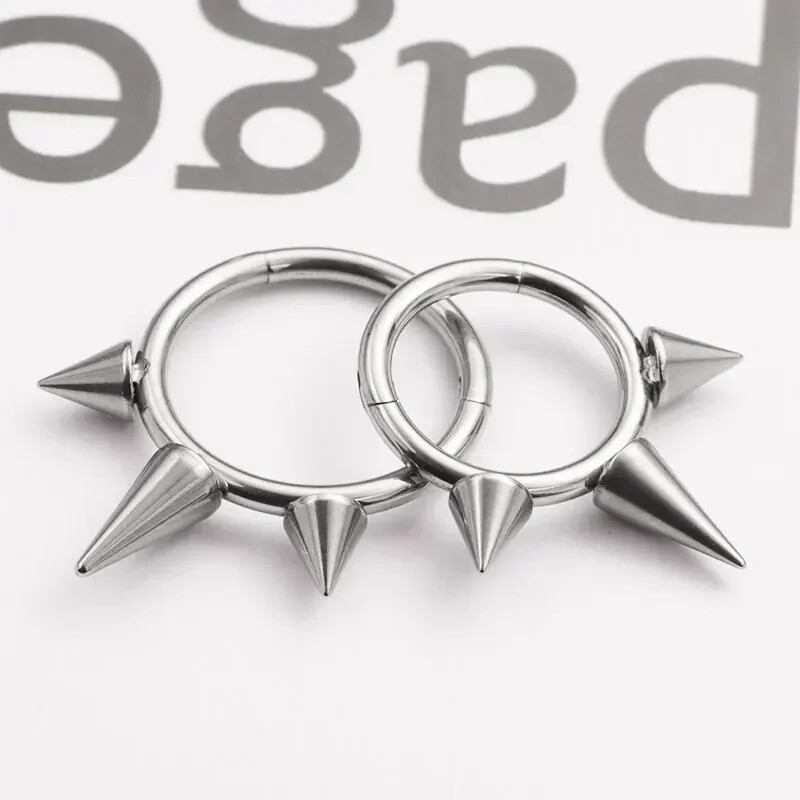Piercing do nosa G23 z titánu, eloxovaný, gotický, 16G, špicatý kužeľový prsteň, chrupavka, tragus, daith, helix, kliker, septum, punk, telové šperky.