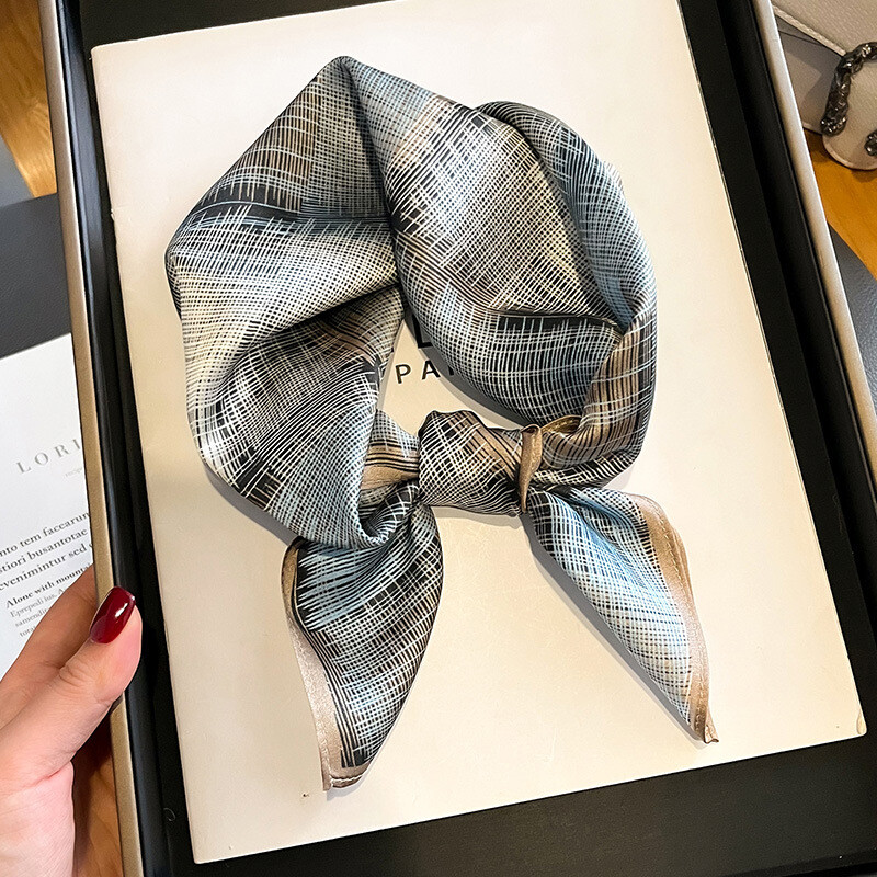 100% natūralaus šilko skara vyrams Prabangus gryno šilko kaklaskarėlis, vyriškas languotas kaklaskarelis Business Man Square Bandana Foulard 53*53cm