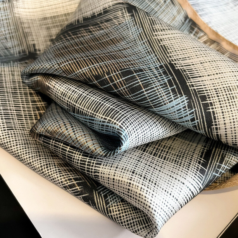 100% natūralaus šilko skara vyrams Prabangus gryno šilko kaklaskarėlis, vyriškas languotas kaklaskarelis Business Man Square Bandana Foulard 53*53cm