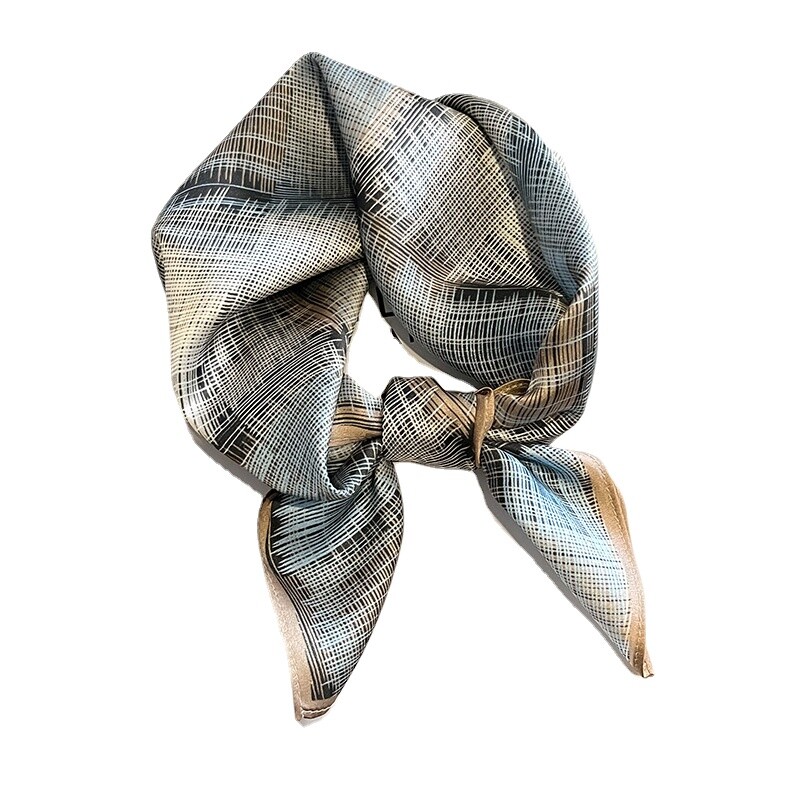 100% natūralaus šilko skara vyrams Prabangus gryno šilko kaklaskarėlis, vyriškas languotas kaklaskarelis Business Man Square Bandana Foulard 53*53cm