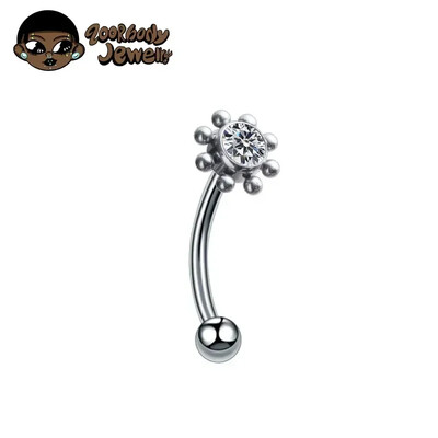 F136 Titanium Classic szemöldök piercing berakásos opál cirkon 16G belső cérna Banán ívelt ajak köldök piercing piercing ékszer