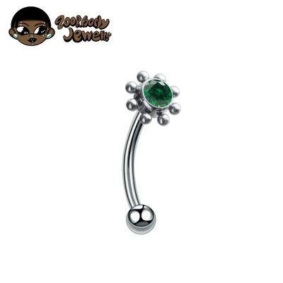 F136 Titanium Classic szemöldök piercing berakásos opál cirkon 16G belső cérna Banán ívelt ajak köldök piercing piercing ékszer