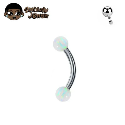 F136 Titanium Classic szemöldök piercing berakásos opál cirkon 16G belső cérna Banán ívelt ajak köldök piercing piercing ékszer