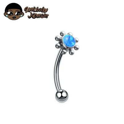 F136 Titanium Classic szemöldök piercing berakásos opál cirkon 16G belső cérna Banán ívelt ajak köldök piercing piercing ékszer