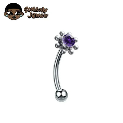 F136 Titanium Classic szemöldök piercing berakásos opál cirkon 16G belső cérna Banán ívelt ajak köldök piercing piercing ékszer